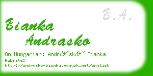 bianka andrasko business card